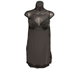 Beautiful Victorias Secret Black Lace dress Chemise Night Gown - size 36C Black